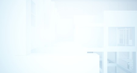 Fototapeta premium Abstract architectural white interior of a minimalist house with large windows. 3D illustration and rendering.