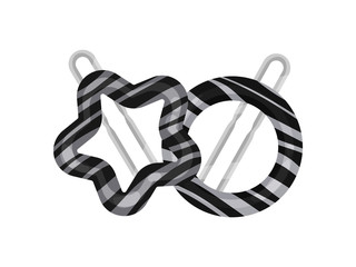 Two hairpins in black and white. Vector illustration on white background.