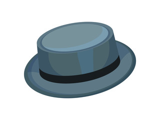 Gray brimmed hat. Vector illustration on white background.