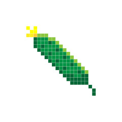 8 bit pixel cucumber. Vector illustration. Old school computer graphic style.