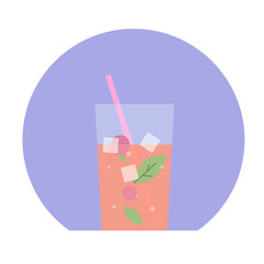 Illustration with glass of drink in flat design style.