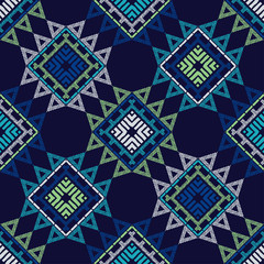 Obraz premium Ethnic boho seamless pattern. Lace. Embroidery on fabric. Patchwork texture. Weaving. Traditional ornament. Tribal pattern. Folk motif. Can be used for wallpaper, textile, wrapping, web.