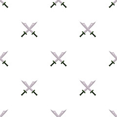 Seamless pattern with cartoon crossed sword icons. Vector illustration for design, web, wrapping paper, fabric, wallpaper.