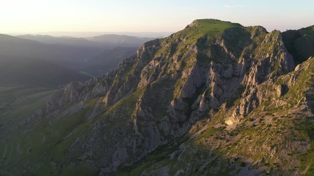 Aerial shot of famous mountain in a Hungarian village Torocko (Rimetea) from Transylvania, Romania
