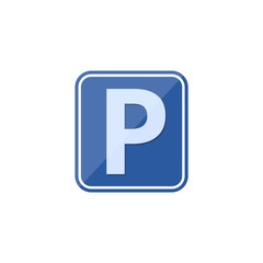 Parking flat design blue web icon, Road sign