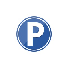 Parking flat design blue web icon, Road sign