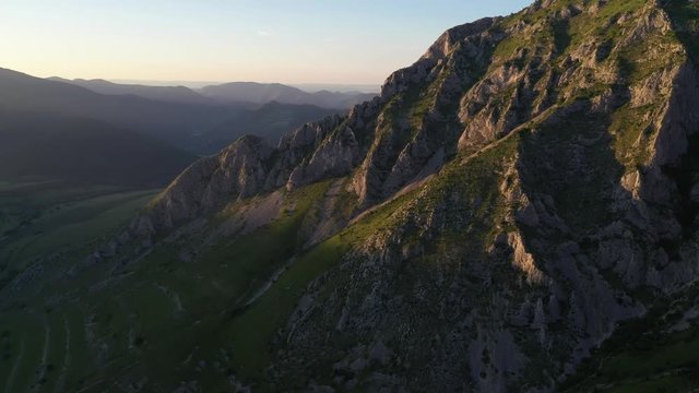 Aerial shot of famous mountain in a Hungarian village Torocko (Rimetea) from Transylvania, Romania