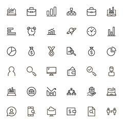 Business analytics line icon set.