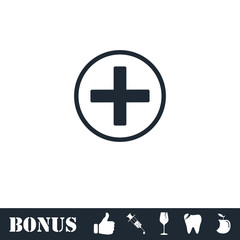 Medical cross icon flat