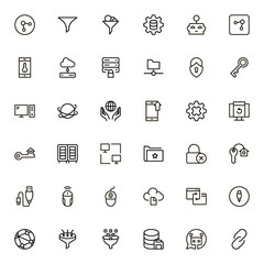 Data centre line icon set.