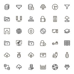 Data centre line icon set.