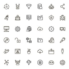 Data centre line icon set.