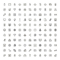 Data centre line icon set.