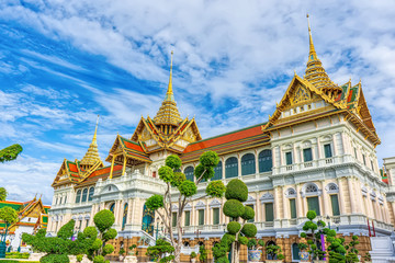 Fototapeta premium One landmark of the Grand Palace is a complex of buildings at the heart of Bangkok, Thailand. 