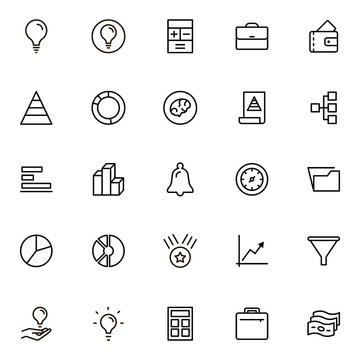 Financial Administration Line Icon Set.