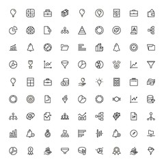 Financial administration line icon set.