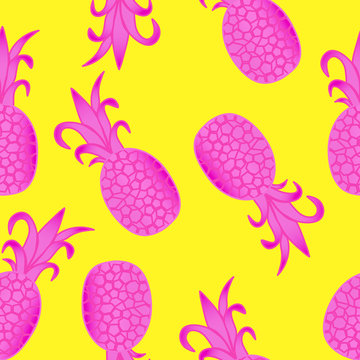 Pink pinepple in a seamless pattern design