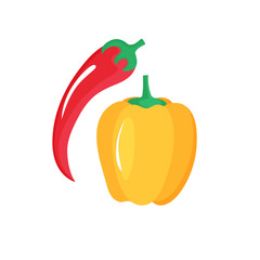 chili pepper and red paprika Vector Illustration vegetables