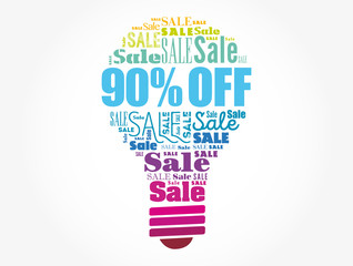 90% OFF Sale light bulb word cloud collage, business concept background