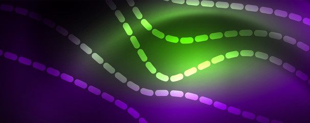 Fototapeta premium Neon vector wave lines abstract background, magic futuristic techno design