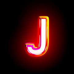 letter J of luxurious shining festive pink shining alphabet isolated on solid black background - 3D illustration of symbols