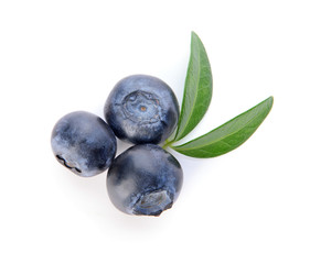 Fresh ripe blueberry on white background
