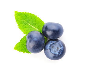 Fresh ripe blueberry on white background