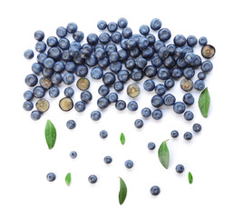 Fresh ripe blueberry on white background