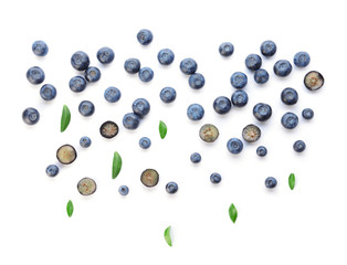 Fresh ripe blueberry on white background