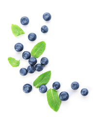 Fresh ripe blueberry on white background