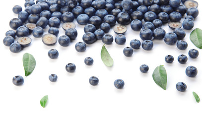 Fresh ripe blueberry on white background