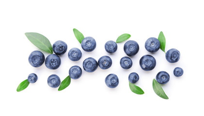 Fresh ripe blueberry on white background