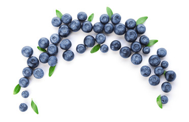 Fresh ripe blueberry on white background
