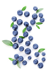 Fresh ripe blueberry on white background