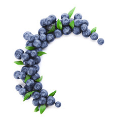 Composition with ripe blueberry on white background