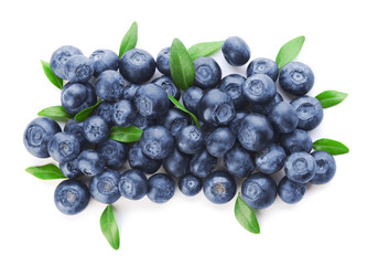 Fresh ripe blueberry on white background