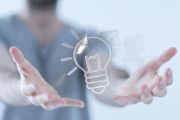 Bright idea in hand concept design art.