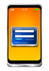 Smartphone with Login Screen - 3D illustration