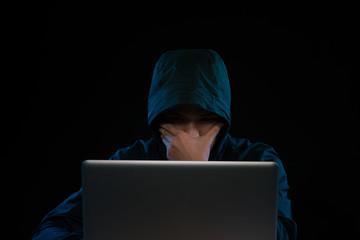 Hackers with computer data theft in the social world.