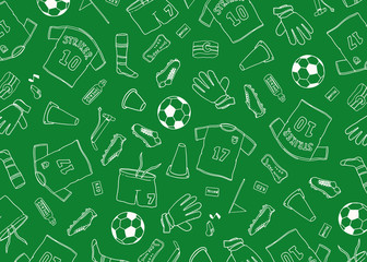 Football Soccer background doodle pattern. Vector illustration background. For print, textile, web, home decor, fashion, surface, graphic designkground with school icons