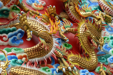 Chinese dragon in the wall according to Buddhist temples