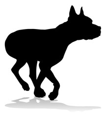 A detailed animal silhouette of a pet dog