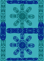 blue snowflake shape decoration on cyan background