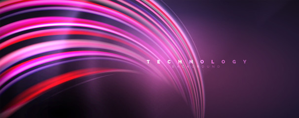 Fluid color waves with light effects, vector abstract background