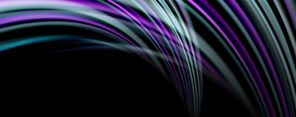 Fluid color rainbow style wave abstract background, techno modern design on black