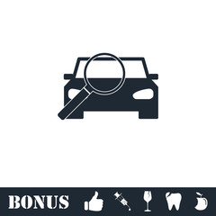 Magnifier car icon flat