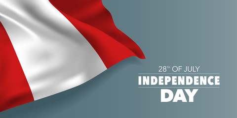 Peru happy independence day greeting card, banner with template text vector illustration