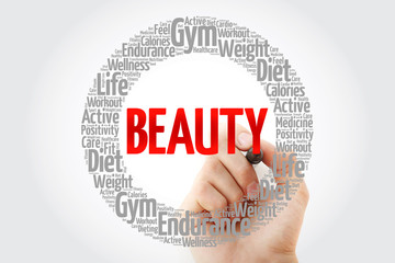 BEAUTY word cloud collage with marker, health concept background