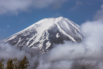 A landscape view of Mount Fuji