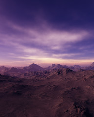 3d generated fantasy landscape of lonely desert mountains